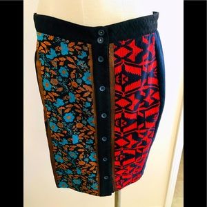 Anthropologie Dolan Jacquard Button Pencil Skirt